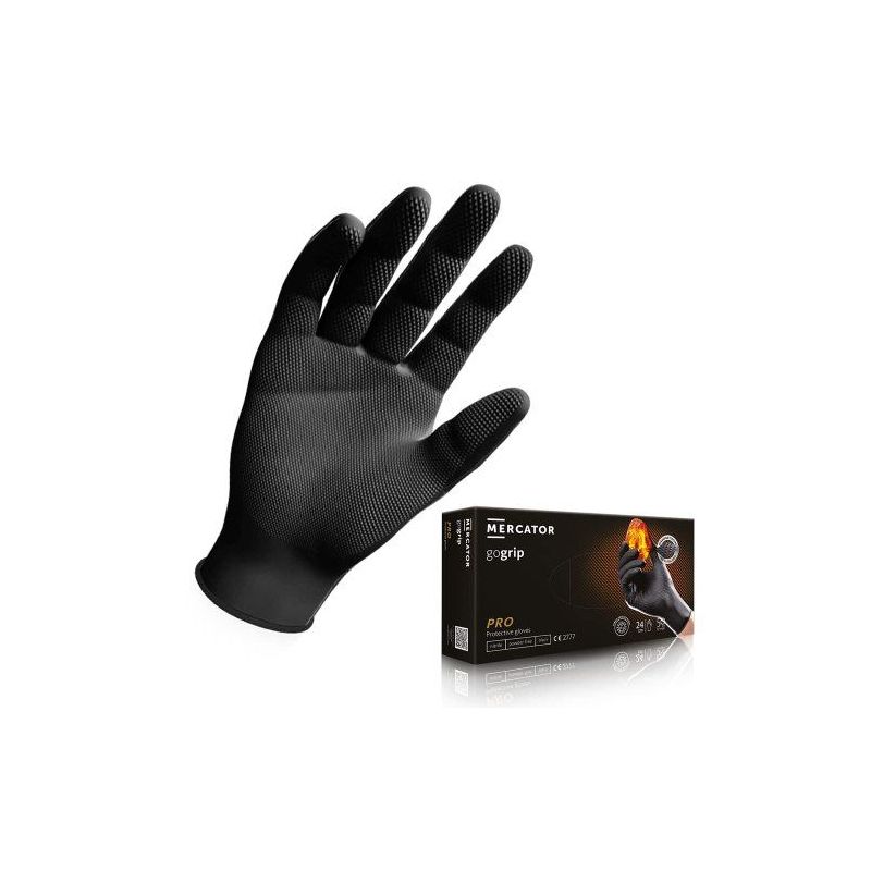 Rukavice jednokratne MERCATOR GOGRIP PRO crne bez pudera, 50 kom. Cijena